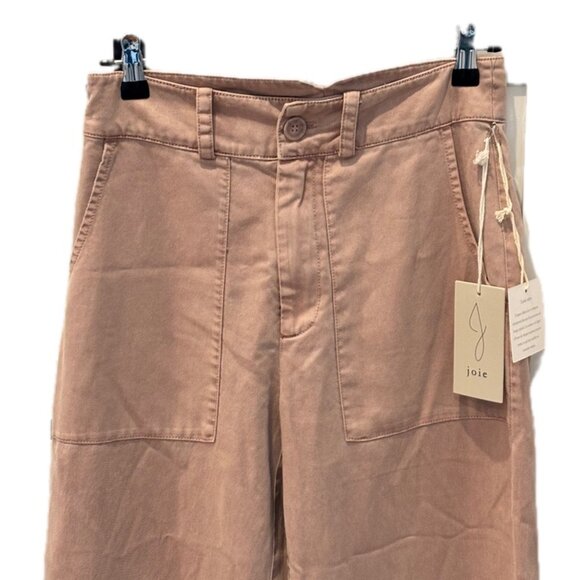 Joie Hi-Rise Wide Leg Cargo Pocket Trousers Pant Wm Sz 2 Sienna Putty Color NWT - Picture 3 of 8